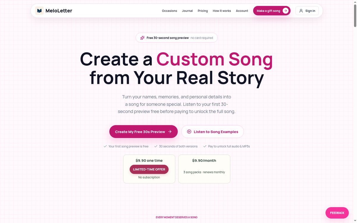 MeloLetter website screenshot