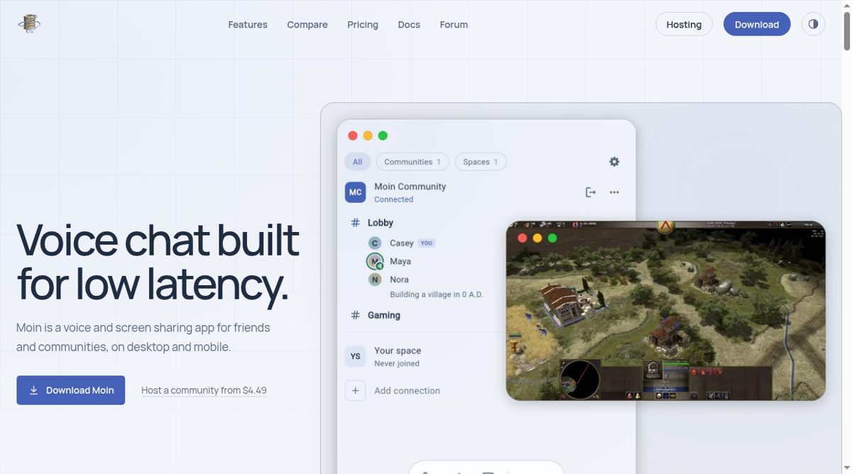 Moin website screenshot