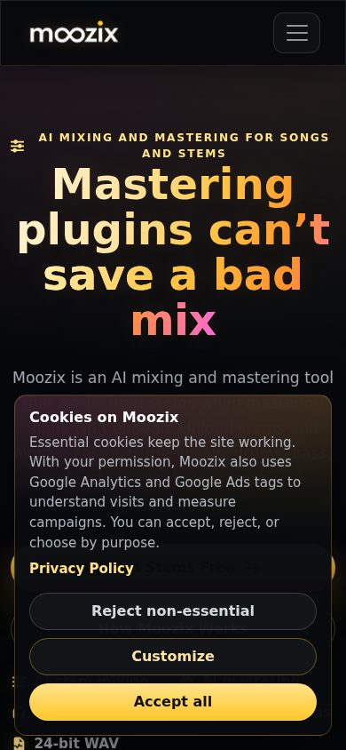 Moozix website screenshot