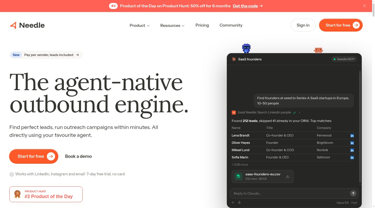 Needle website screenshot