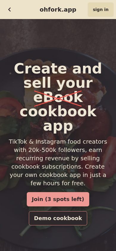 ohfork.app website screenshot