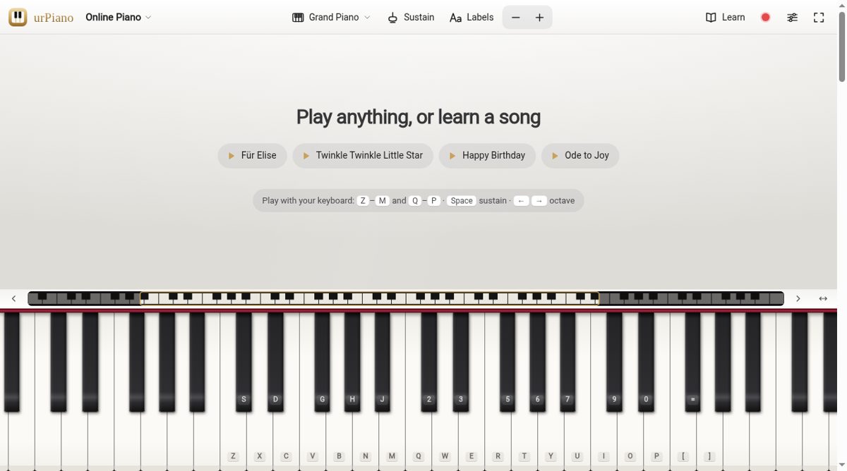 urPiano website screenshot