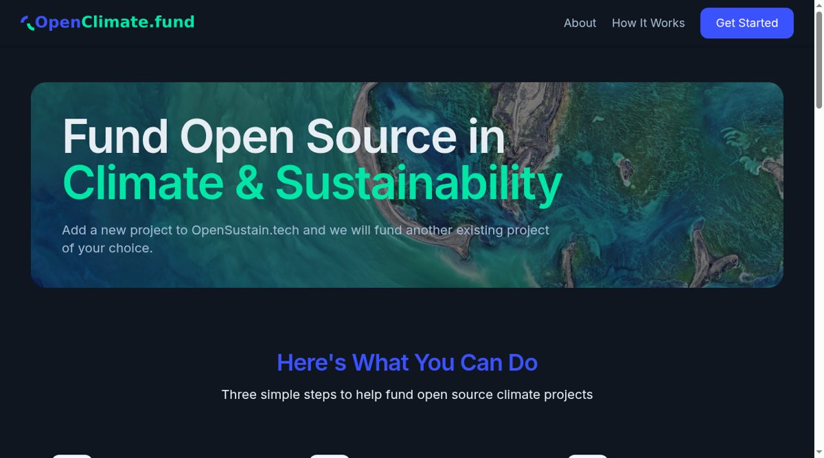 OpenClimate.fund website screenshot