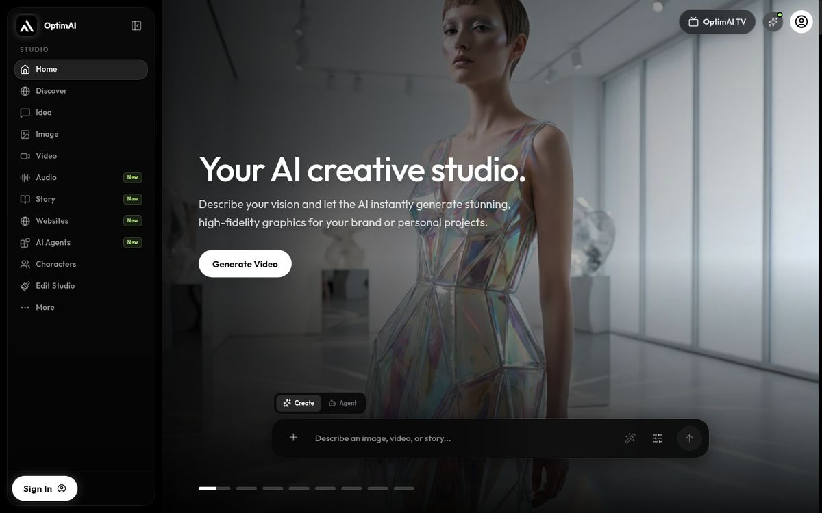 OptimAI Studio website screenshot