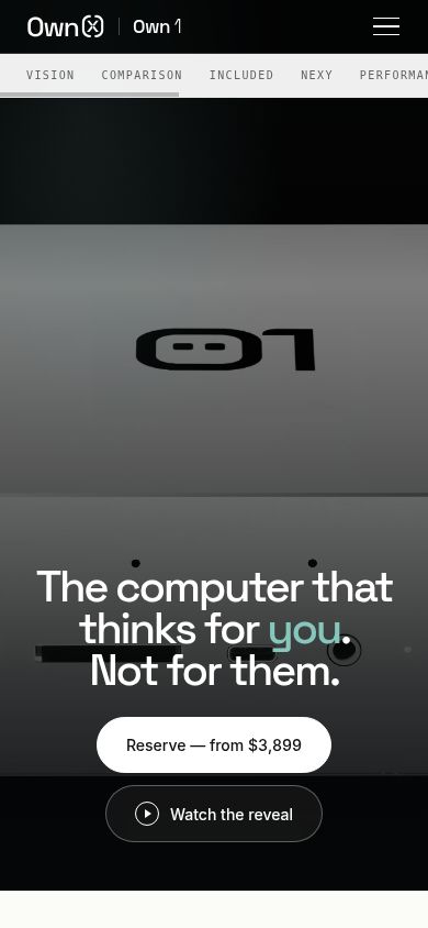 Own 1 website screenshot
