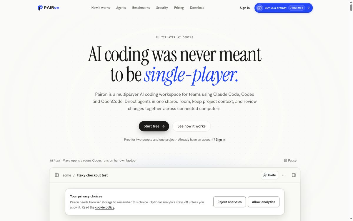 Pairon website screenshot