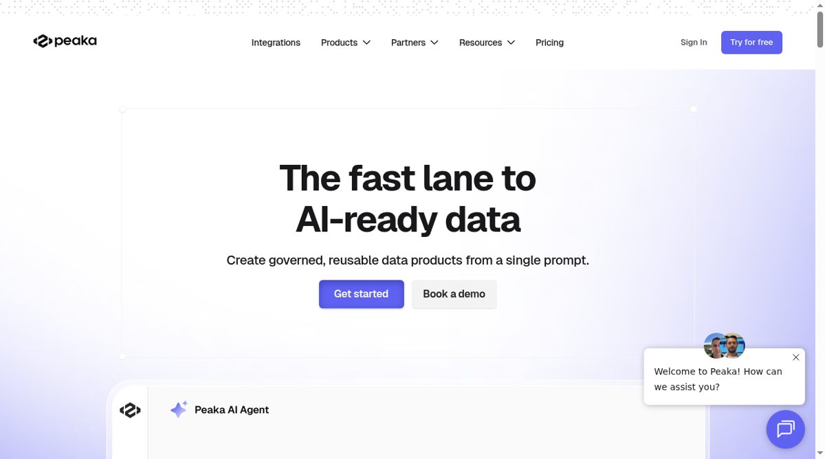 Peaka website screenshot