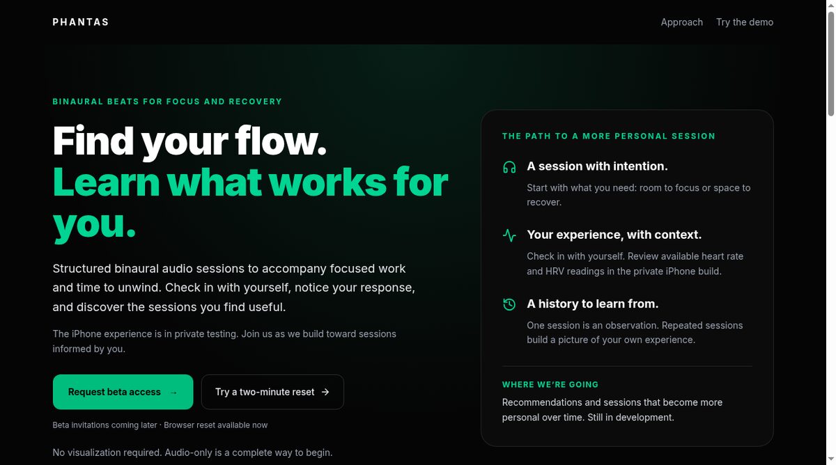 Phantas website screenshot