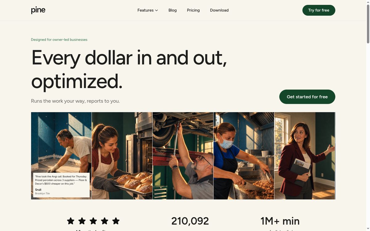 Pine Assistant website screenshot