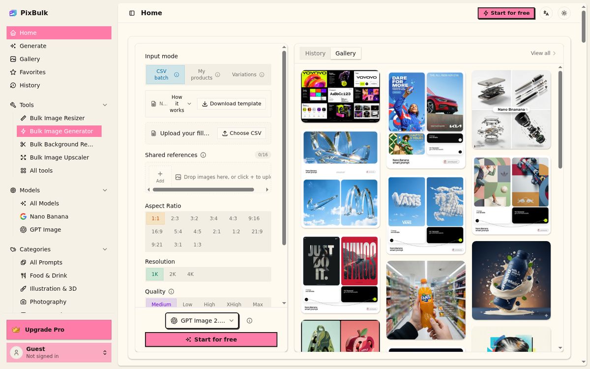 PixBulk website screenshot