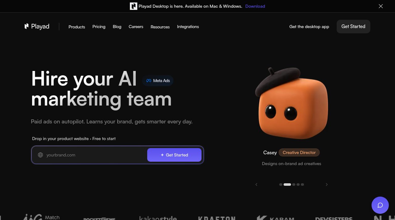 Playad website screenshot