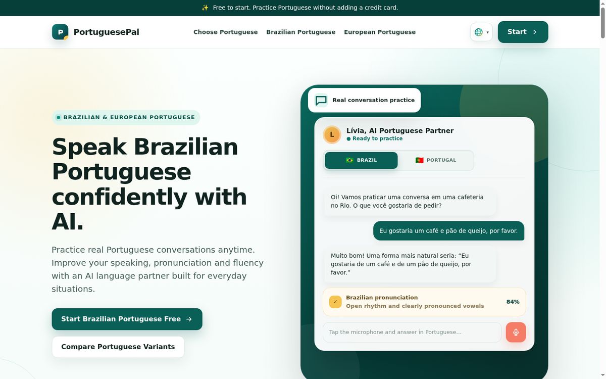 PortuguesePal website screenshot