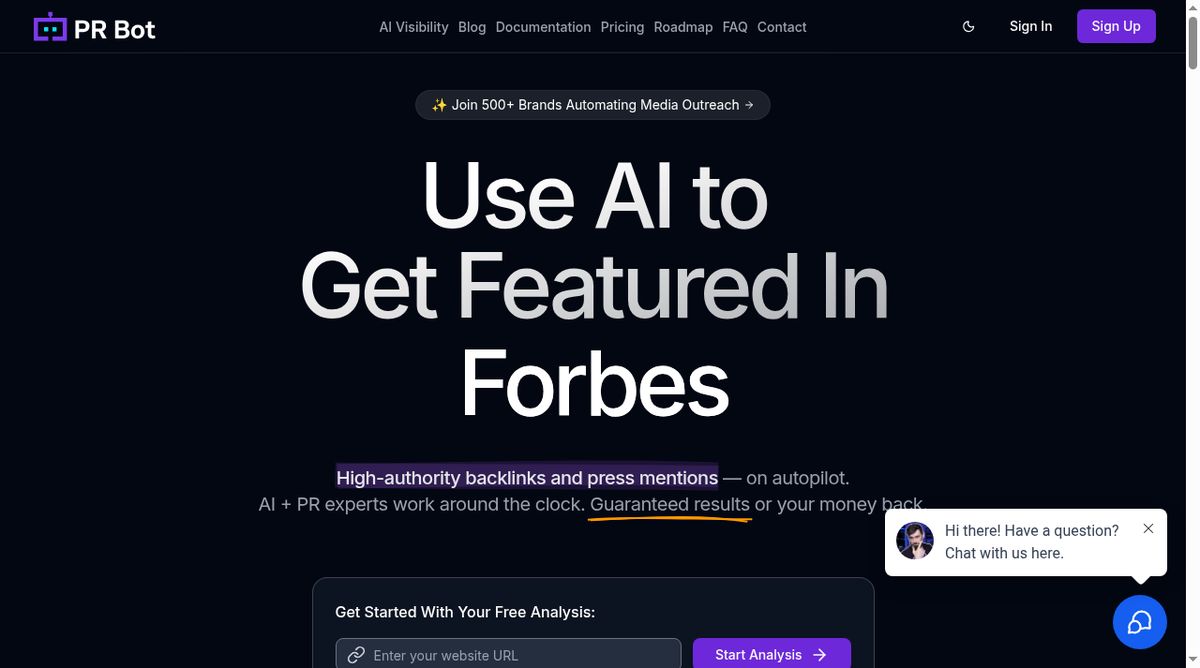 PRBot website screenshot
