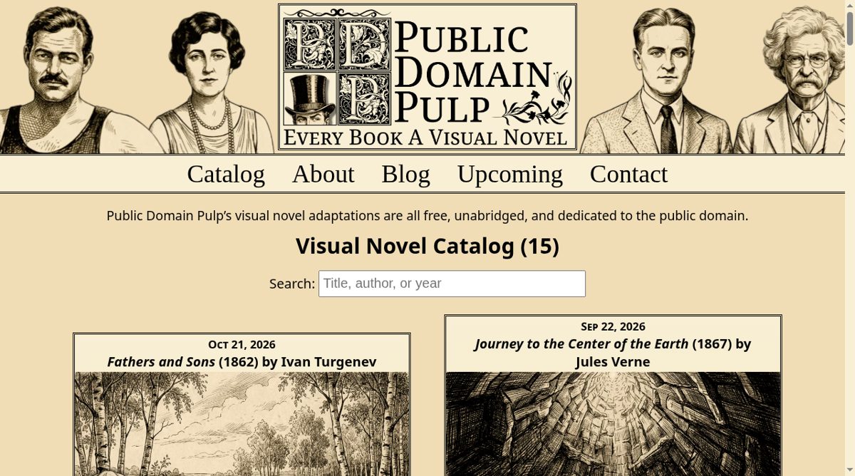 Public Domain Pulp website screenshot