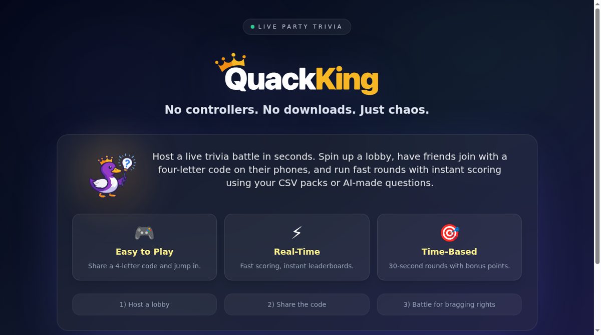 QuackKing website screenshot