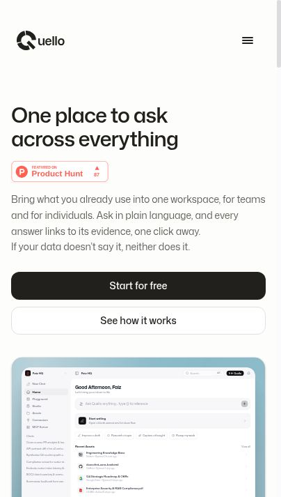 Quello website screenshot