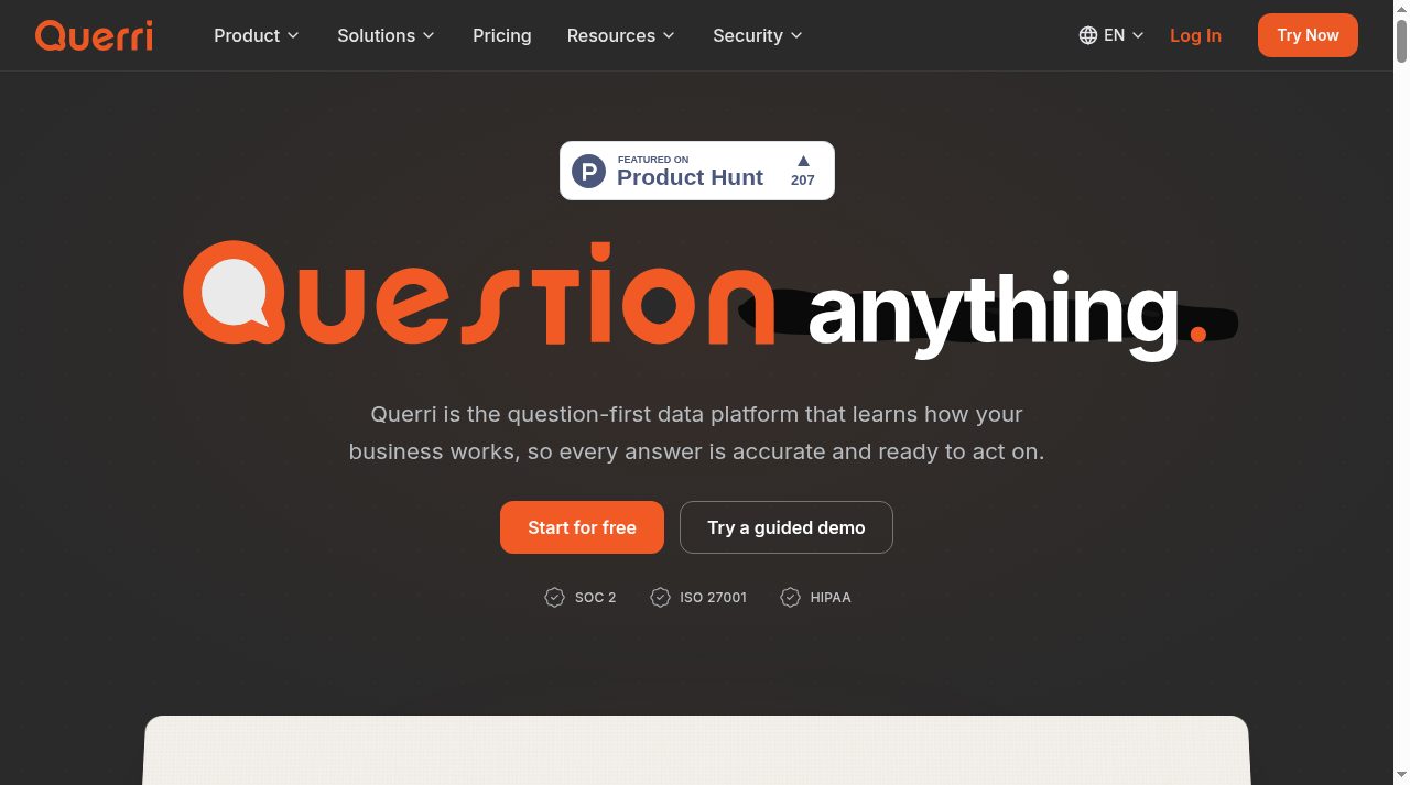 Querri website screenshot