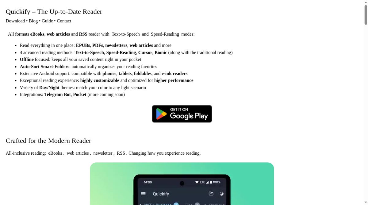 Quickify website screenshot
