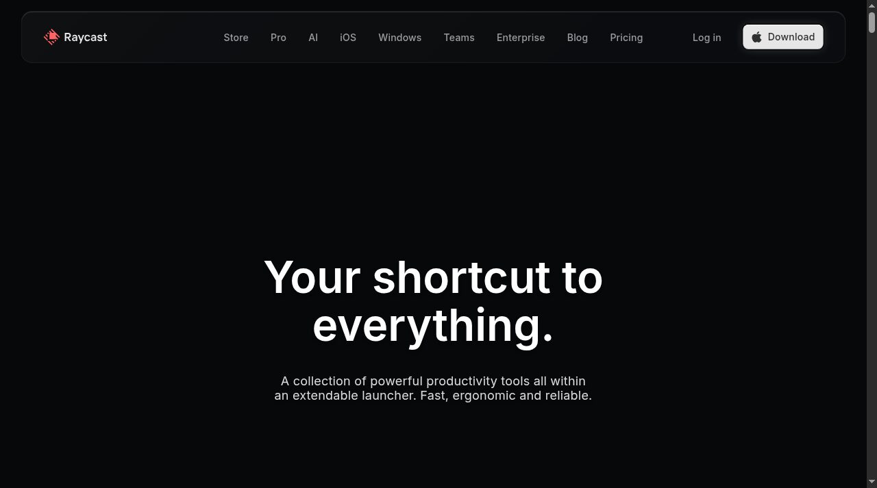 Raycast website screenshot