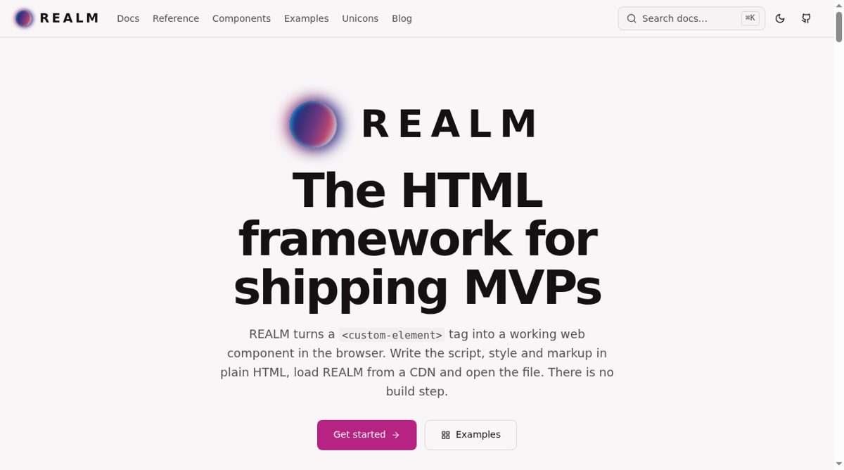 REALM website screenshot