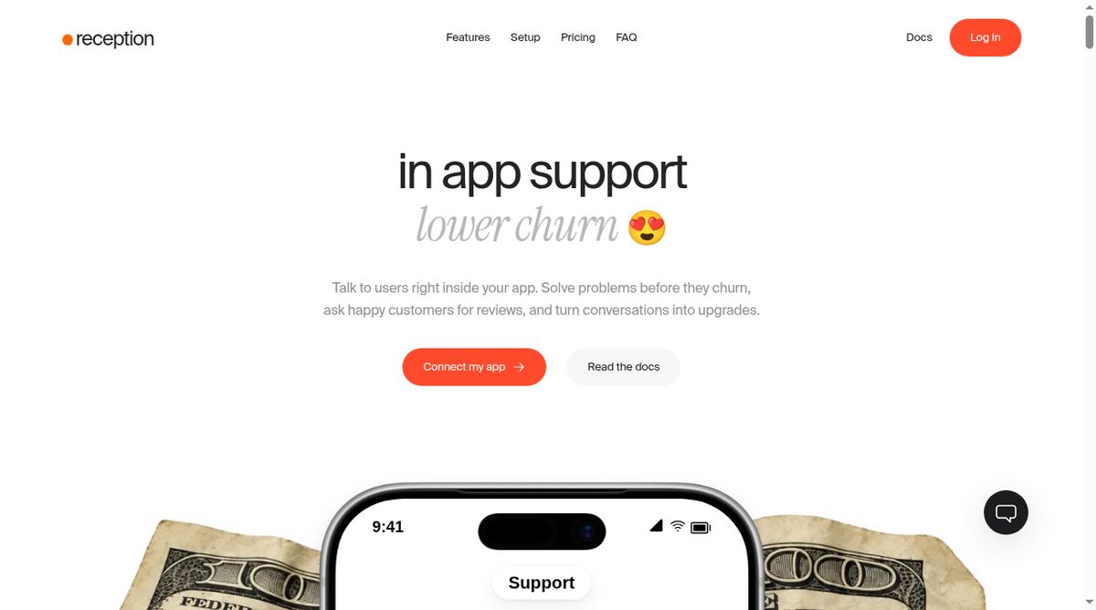 Reception website screenshot