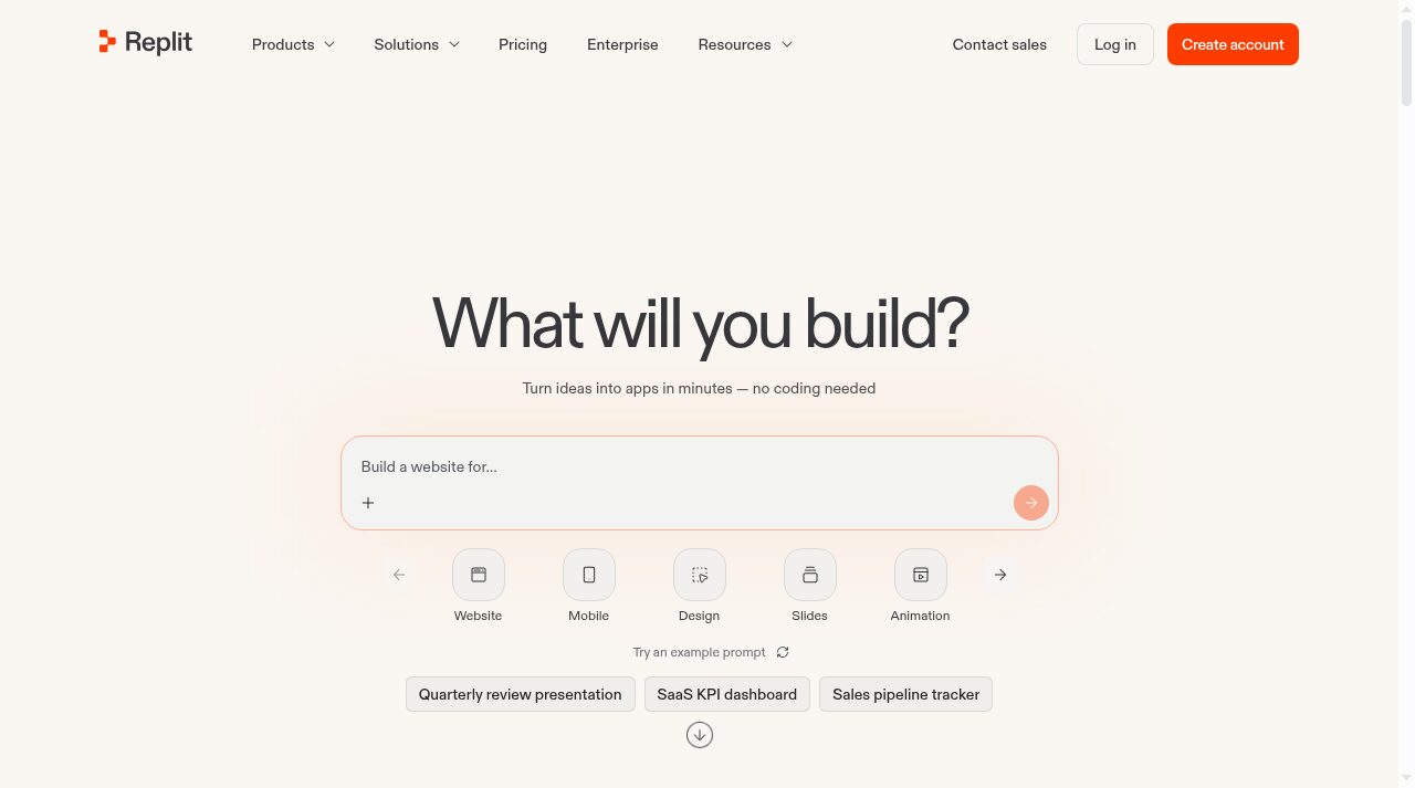 Replit website screenshot
