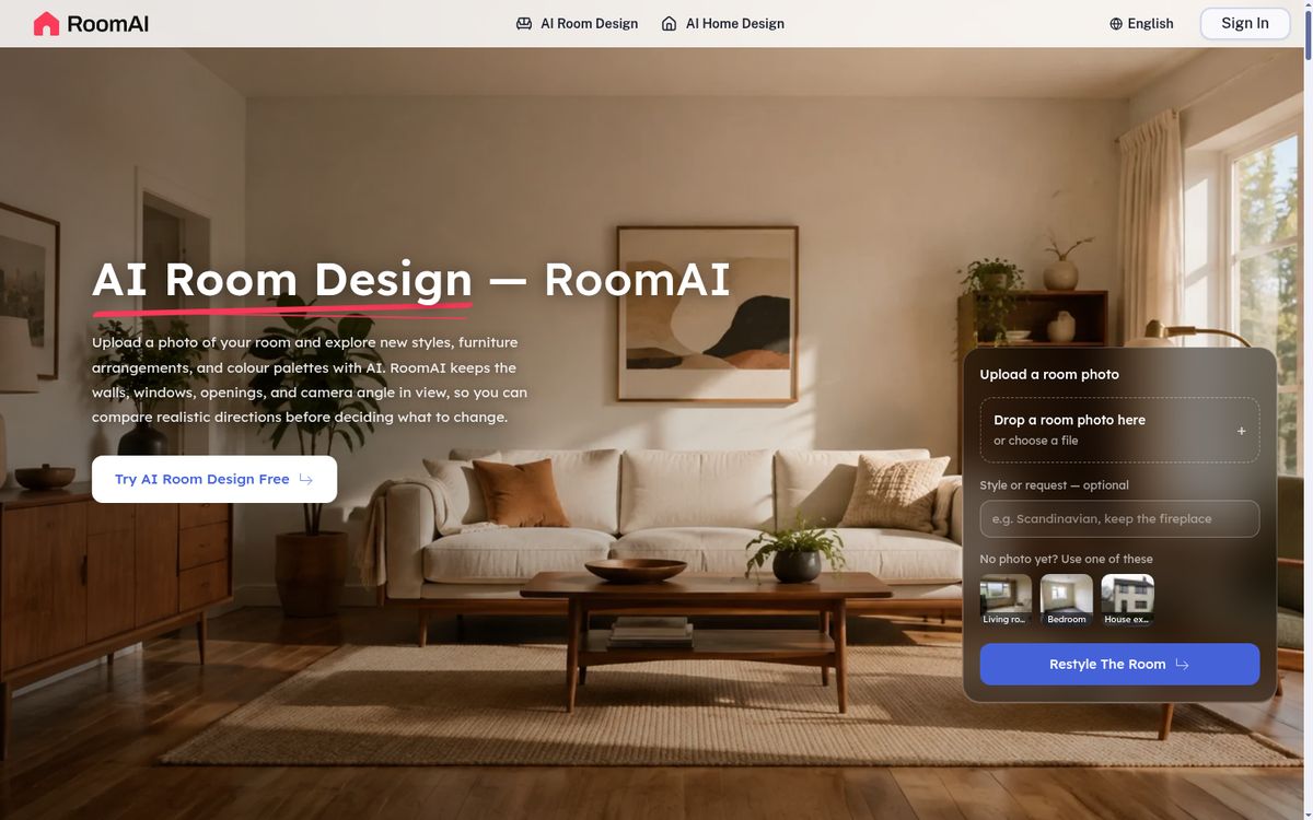 RoomAI website screenshot