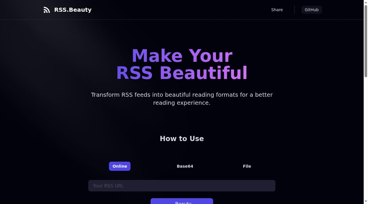 RSS.Beauty website screenshot
