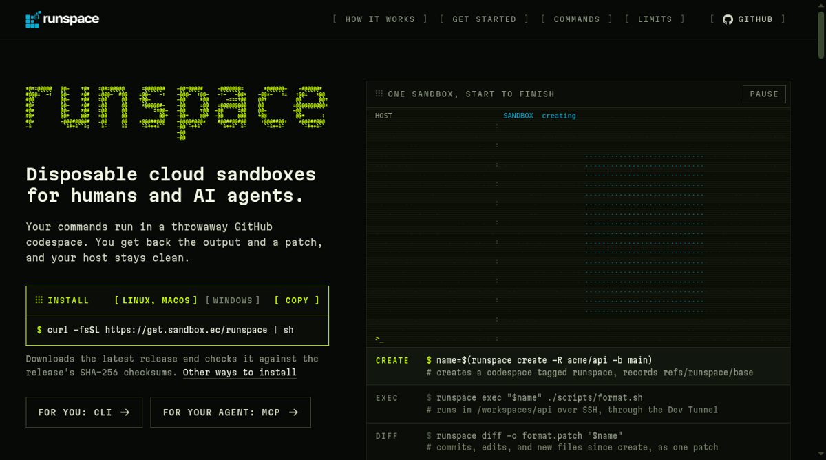 runspace website screenshot