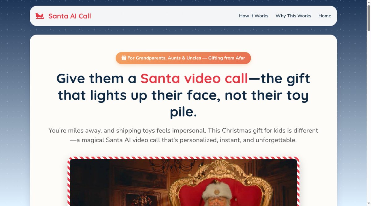 Santa AI Call website screenshot