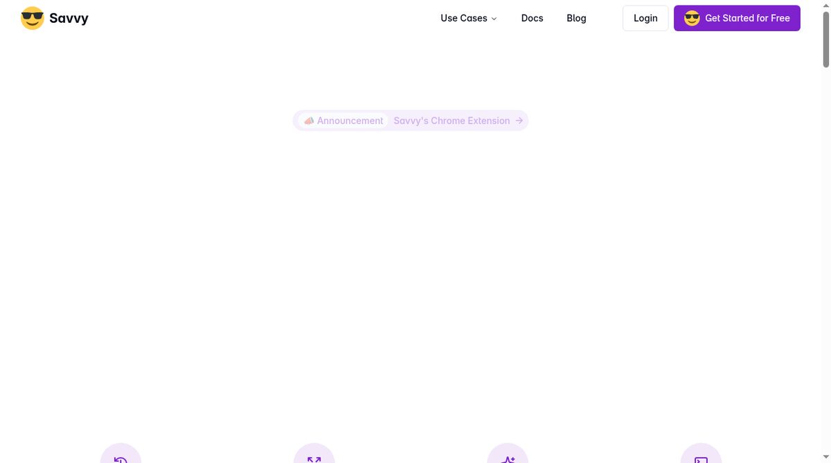 Savvy website screenshot