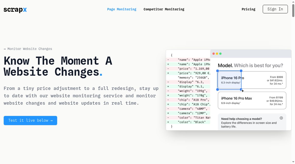 ScrapX website screenshot