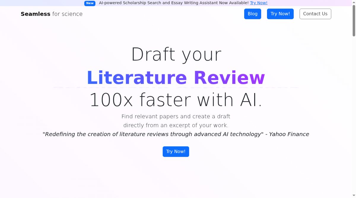 Seamless website screenshot
