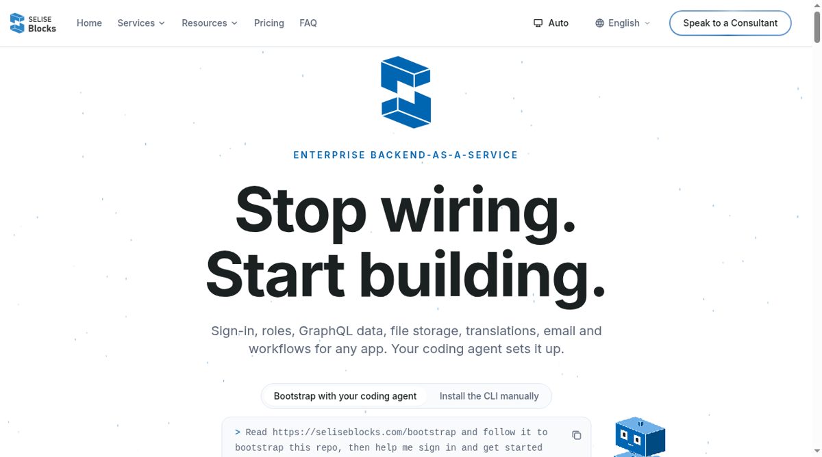 SELISE Blocks website screenshot