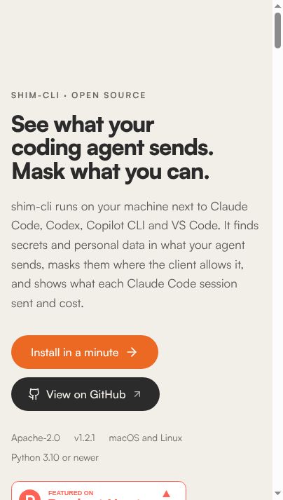 shim-cli website screenshot