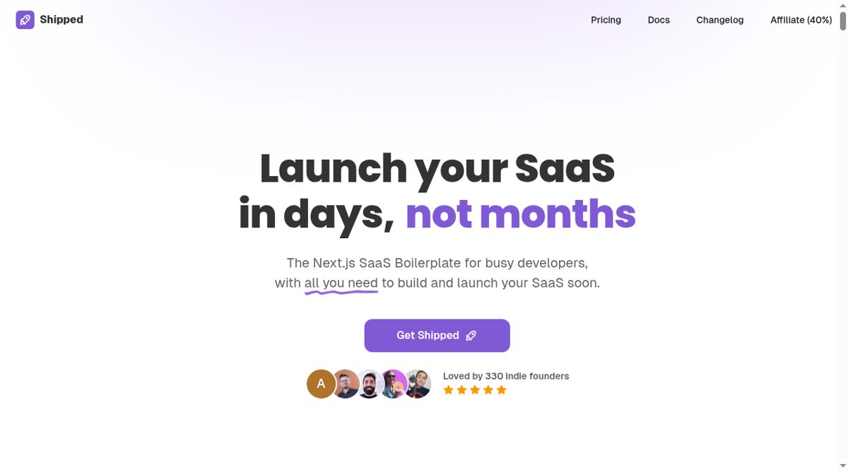 Shipped website screenshot