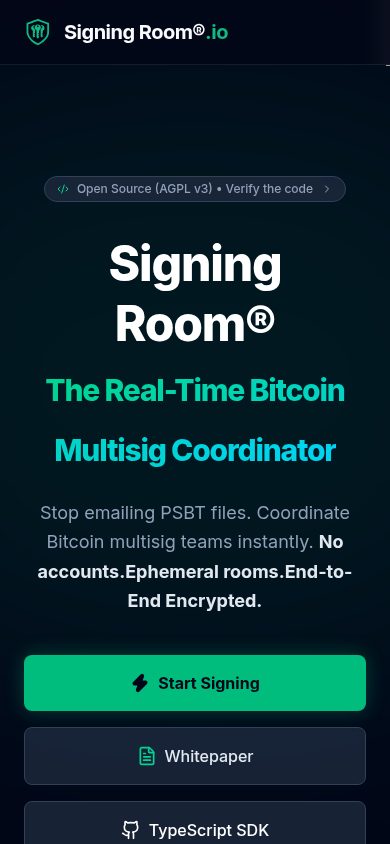 Signing Room website screenshot