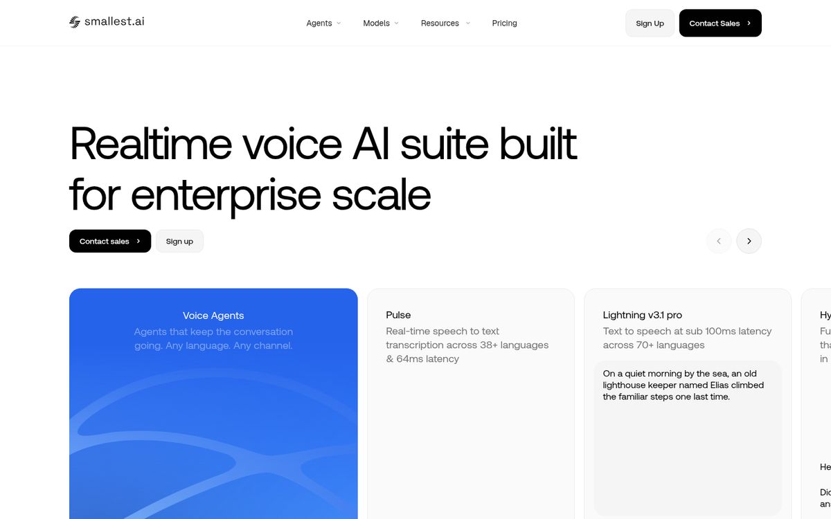 Smallest AI website screenshot