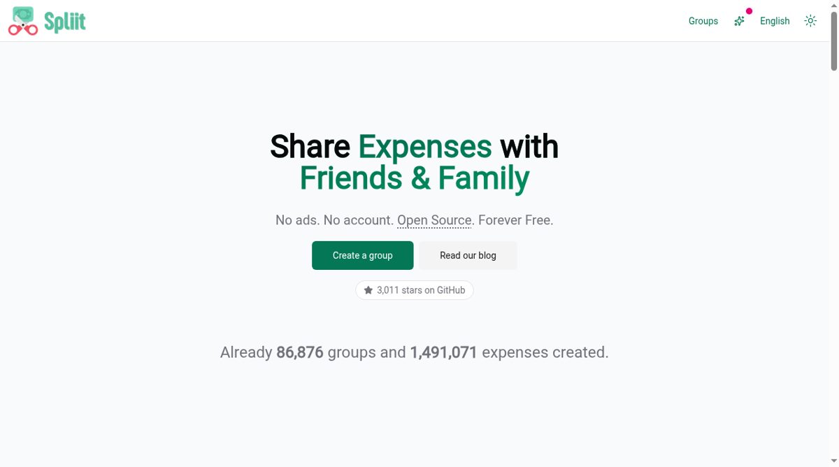 Spliit website screenshot