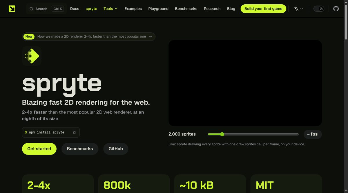 spryte website screenshot