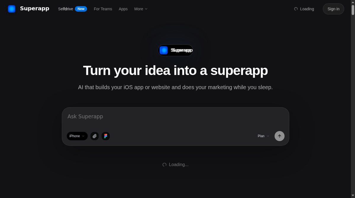 Superapp website screenshot