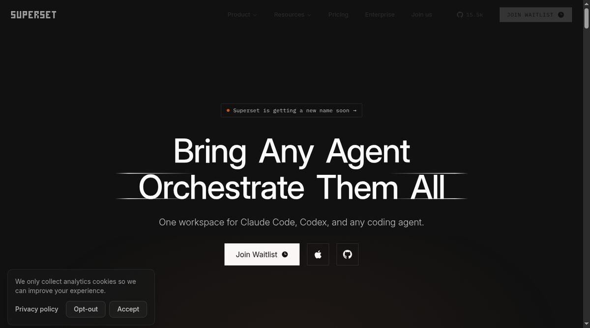 Superset website screenshot