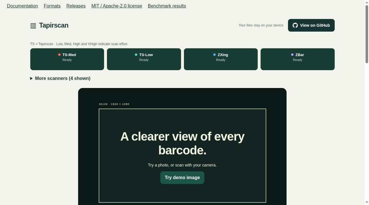 Tapirscan website screenshot