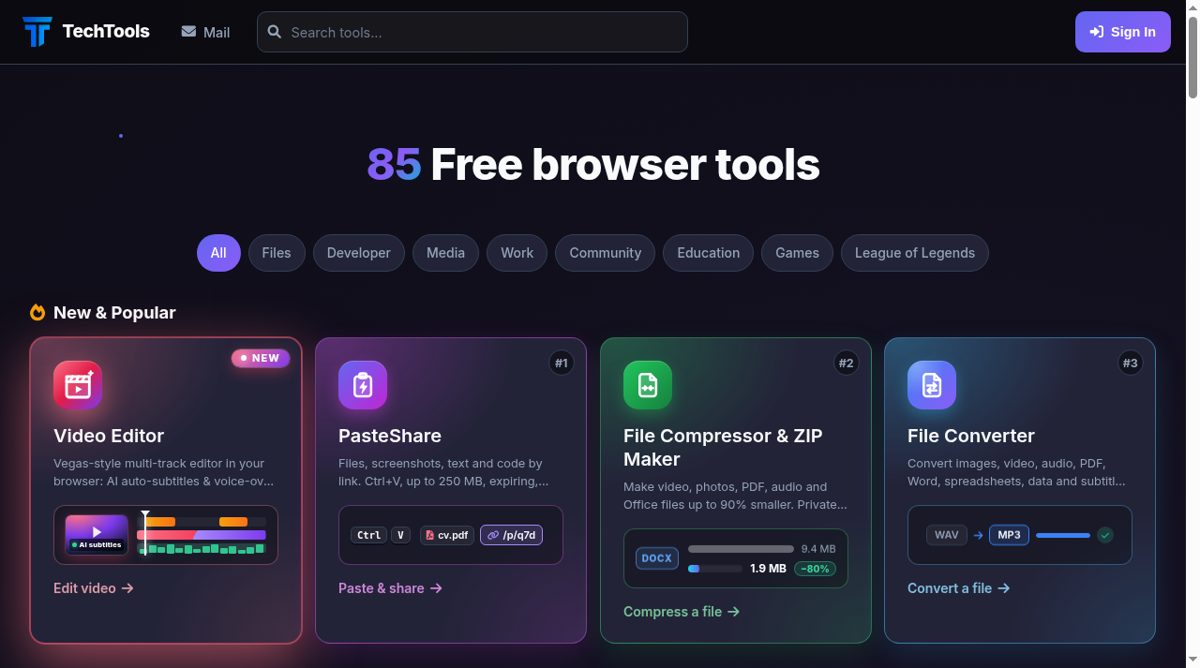 TechTools website screenshot
