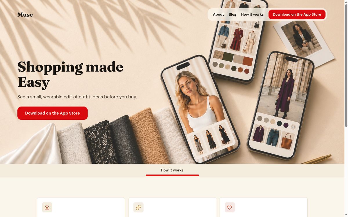 Muse - Personal Outfit Studio website screenshot