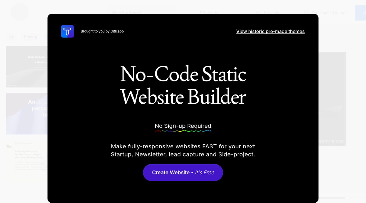 Themes for App website screenshot