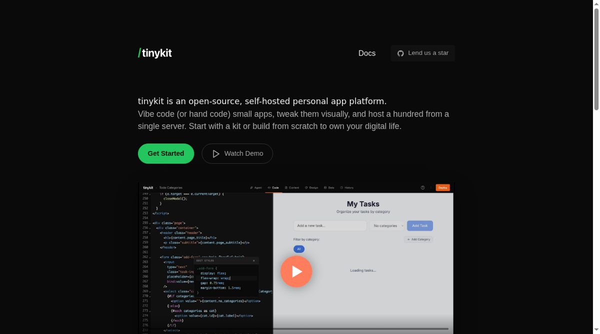 Tinykit website screenshot