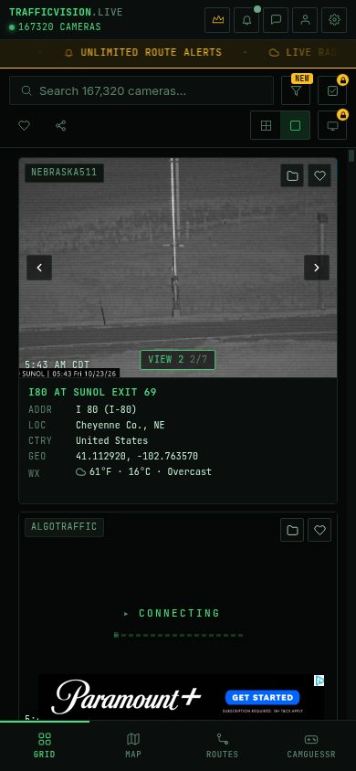 TrafficVision.Live website screenshot