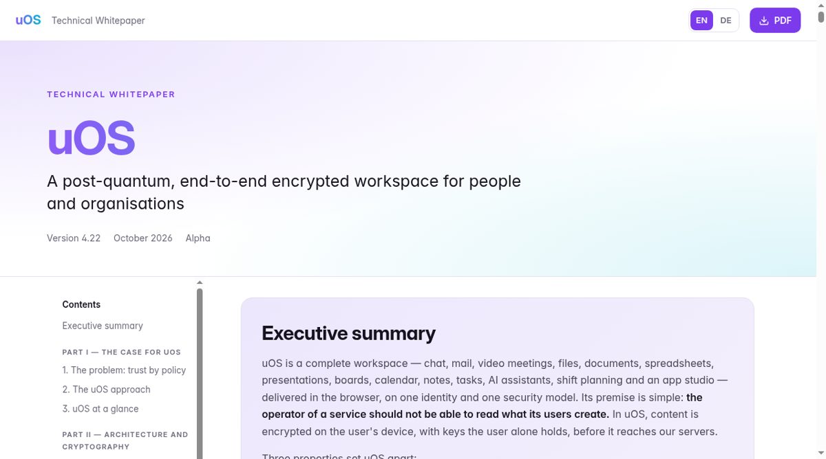UltimaOS website screenshot