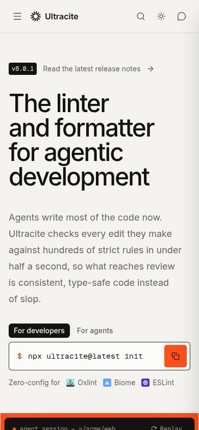 Ultracite website screenshot